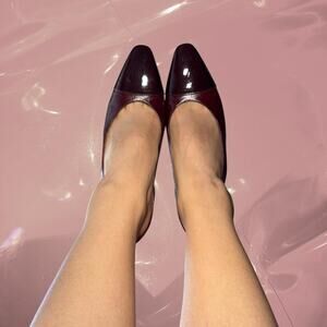 Vintage preppy old money Rene Mancini burgundy leather slingback heels Size 8.5